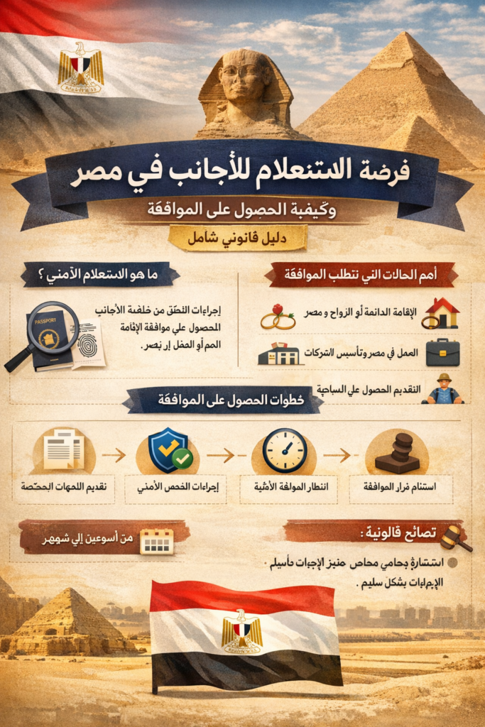 الاستعلام الأمني للأجانب في مصر وكيفية الحصول على الموافقة – دليل قانوني شامل عايز صوره عن الموضوع