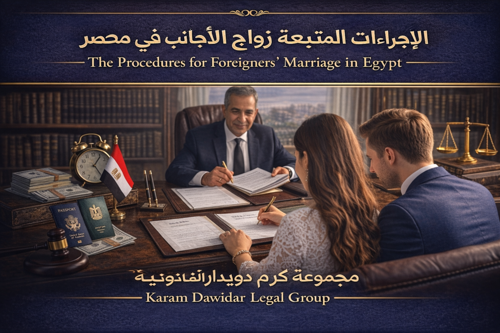 يقصد بزواج الأجانب الحالة التي يكون فيها كلا الزوجين غير مصريين، ويتم إبرام عقد الزواج داخل جمهورية مصر العربية. وبالتالي، يخضع هذا الزواج لإجراءات خاصة أمام مكتب زواج الأجانب بوزارة العدل، مع مراعاة قوانين دولتي الزوجين.