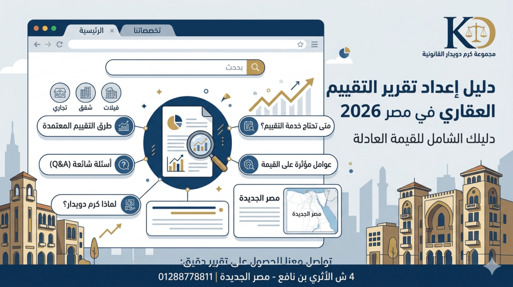 دليل إعداد تقرير التقييم العقاري في مصر لعام 2026 - مجموعة كرم دويدار القانونية